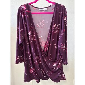 Avenue Plus Size Top 22 / 24 Faux Wrap Stretchy